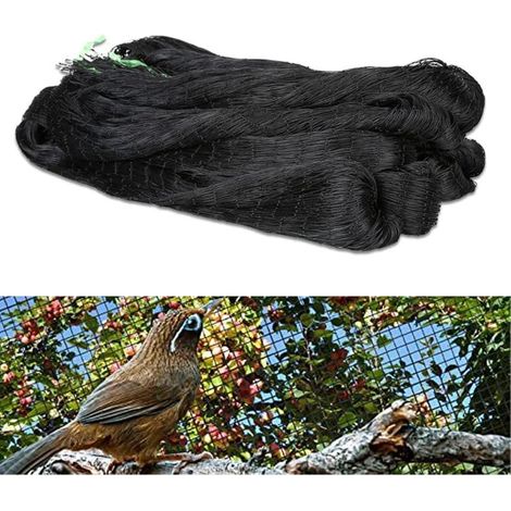 Maille Carrée 2,5cm Filet de Protection Anti-Oiseaux (5x10m) - Noir, Robuste pour Volière, Jardin, Plantes, Étangs, Fruits, Légumes. (1/5)