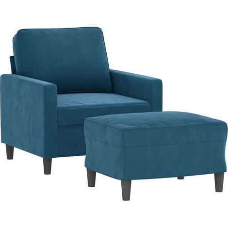 Sessel mit Hocker Blau 60 cm Samt vidaXL (1/4)