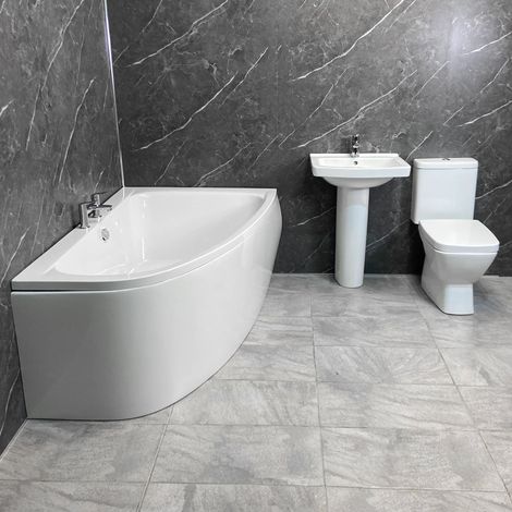Complete Corner Bath Suite Vercelli Toilet and Basin Inc Xtreme Taps RIGHT HAND