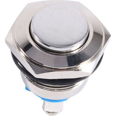 Bouton poussoir ON OFF en métal 12V 16mm, étanche, pour voiture, pour klaxon Silver (1/5)