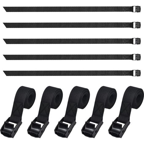 5er Set Spanngurte Kurz 50cm Schwarz mit Schnellverschluss