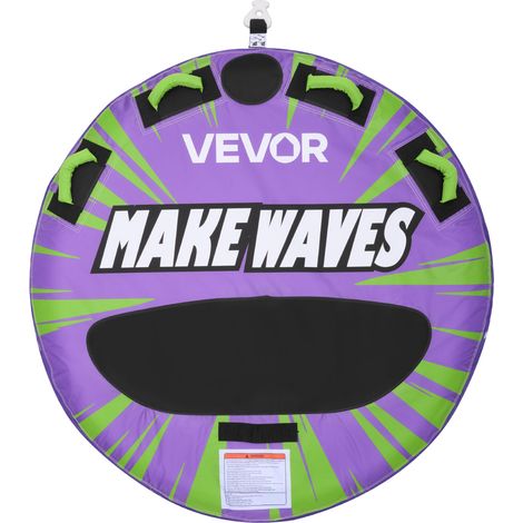VEVOR Flotador de Arrastre Inflable para Deportes Acuáticos 130 cm, Flotador Remolcable para 2 Personas, Carga de 154 kg, con Almohadilla Antideslizante, Cubierta de Nailon, Asas Acolchadas, Morado