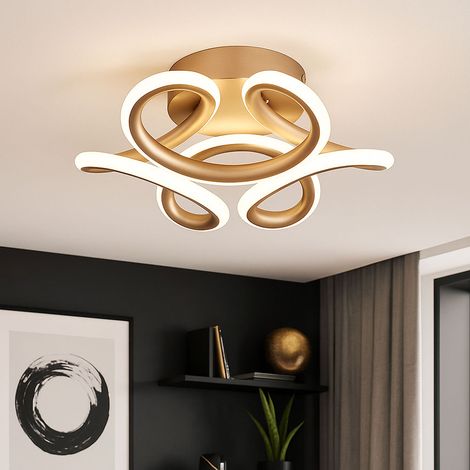 Lampada da soffitto a LED per il soggiorno Lampada da soffitto con funzione di memoria CCT daylight, color champagne, 24W 1512lm bianco caldo-bianco freddo, DH 26x10 cm