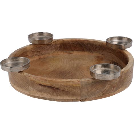 Kerzenhalter aus Mangoholz Ø 40 cm, vierarmig
