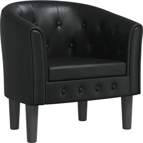 Fauteuil convertible en similicuir noir (1/5)
