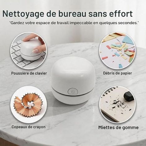 Mini Aspirateur de Table sans Fil Ramasse Miettes Rechargeable USB (1/2)