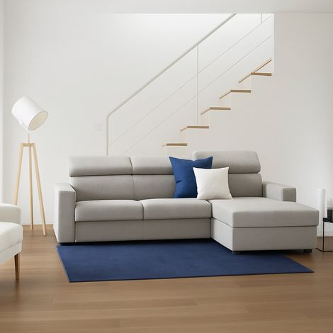 Dmora - Sofá fijo Dgritt, Sofá de esquina, 100% Made in Italy, Sofá de salón con chaise longue, en tela acolchada - península contenedor derecho, con reposabrazos estándar, Cm 280x95h85, Tórtola (1/5)