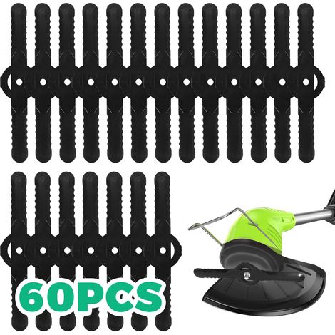 60 Ersatzklingen aus Kunststoff, 14 cm Kunststoff-Freischneiderklingen-Set, Rasentrimmerklingen, Ersatzklingen für kabellose Rasenkantenschneider (Schwarz) (1/5)