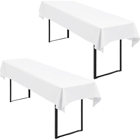 2er Set Biertischdecken Weiß 250x100cm Wasserdicht Polyester Waschbar