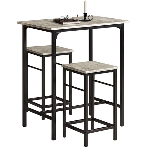 Sobuy – Ensemble table haute avec 2 tabourets – Dimensions 80x50x87cm – Structure métal époxy – Charge max 60kg table, 120kg tabouret – OGT10HG (1/5)