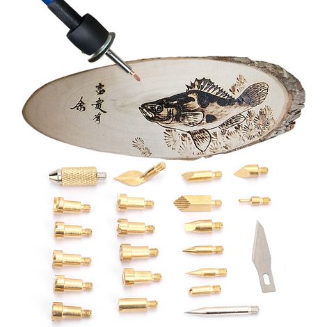 22 pièces d'accessoires pour fer à souder électrique en laiton, pointe de stylo à pyrogravure pour bois et soudure (1/5)