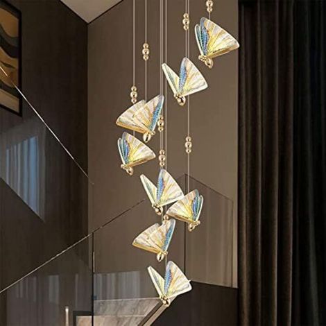 Lampada a sospensione moderna a 1 luce, plafoniera in acrilico, lampadario decorativo a farfalla per camera da letto, cucina o scale, lampada a sospensione LED a farfalla colorata, 17x24 cm, D (1/4)