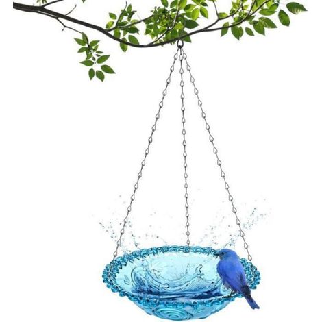 Mangeoire Oiseaux - Abreuvoir Oiseaux - Bain Oiseaux Suspendu - Pour Jardin Extérieur - 40 cm x 23,5 cm - 1 Pièce (1/4)