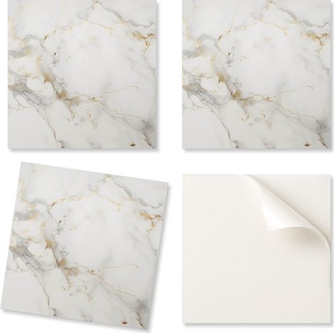 Baldosas de vinilo autoadhesivas con estampado de elegante dise帽o de m谩rmol, 20x20x20 cm.