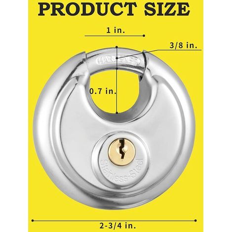 VURAHOME - Lot de 8 cadenas à disque en acier inoxydable avec clé identique, verrou à disque pour l'extérieur, unité de stockage Argent (1/5)