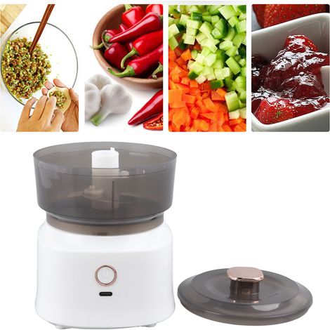 Hachoir à viande multifonction pour la cuisine, robot culinaire pour bébé, mixeur électrique domestique, hachoir à ail, presse-ail et mixeur (blanc) (1/5)