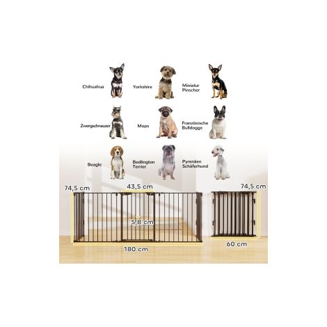 Parc pour chiots noir 5 panneaux en métal pliable avec porte modulable et barrière de sécurité pour jardin maison et terrasse (1/5)