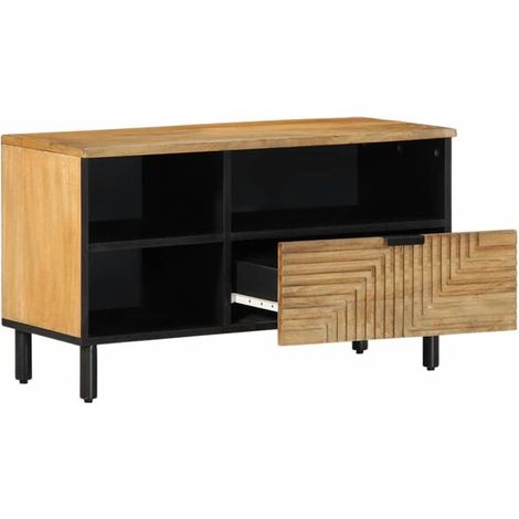 Meuble TV marron 80x33x46 cm bois massif de manguier, design moderne pour salon (1/5)