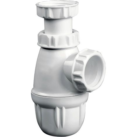 Siphon de lavabo plastique blanc, entrée 1 1/4 sortie ø32