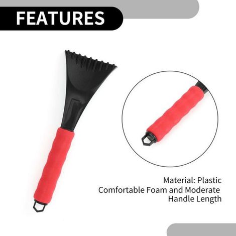 Raclette à neige 280x95x25mm Gratte-Givre Dégivreur Neige Pour Auto Suv Camping-Car Portable Plastique Rouge Pelle (1/5)