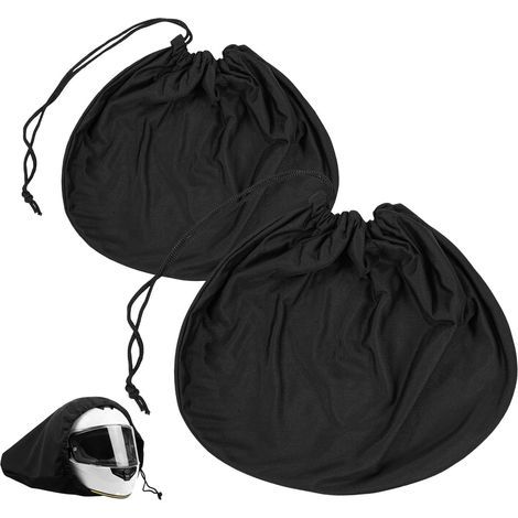 Lot de 2 sacs de rangement légers pour casque de moto avec cordon de serrage pour football, hockey, ski, équitation, course, motoneige, vélo (noir) (1/5)