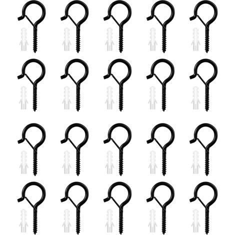 crochets œil mouton avec boucle sécurité, à vis type Q for suspendre des guirlandes lumineuses extérieures, rangement au plafond, accessoires for panneaux perforés Crochet a Visser(20pcs) (1/5)