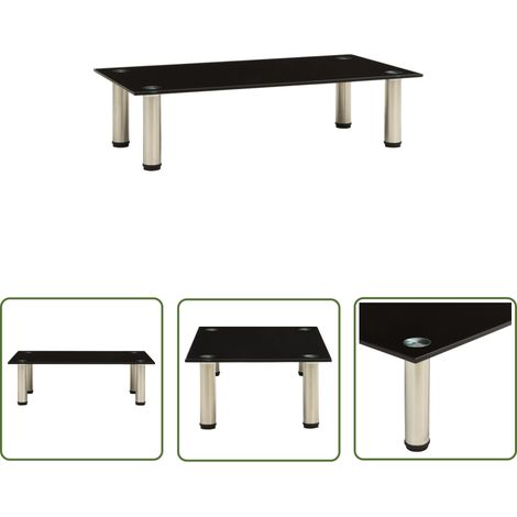 The Living Store TV-Tisch 60x35x17 cm Schwarz Hartglas - Moderner TV-Tisch - Hartglas-Tisch - Esszimmertisch - Wohnzimmertisch - Schwarz (1/5)