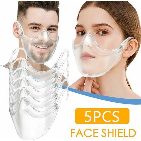 5 pcs bouche nose visière masque facial transparent visage protection visage visière (1/5)
