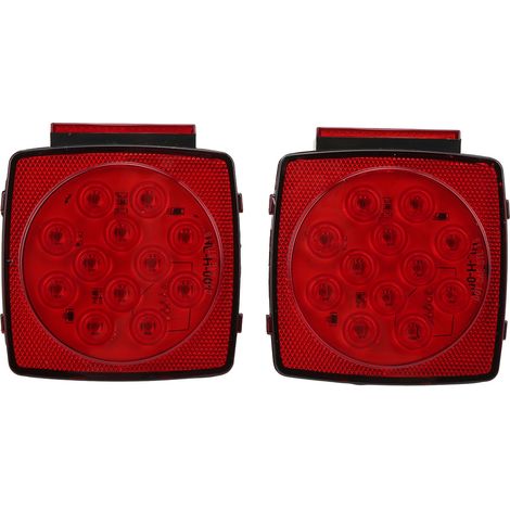 Feux LED Carrés 12V pour Remorque, Feu Stop Arrière Haute Luminosité, Adapté Camping-Car, Bateau, Motoneige (1/5)