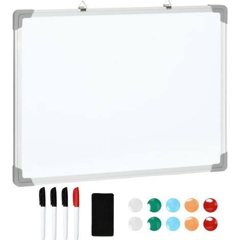 Pizarra magnética blanca 60 x 45 cm de aluminio con 4 rotuladores, borrador y 10 imanes (1/5)