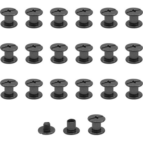 Lot de 20 vis Chicago M5x6mm Vis de reliure Rivet à clous en métal Vis Chicago à tête cruciforme pour ceinture en cuir Bricolage Livre de scrapbooking noir brillant (1/5)