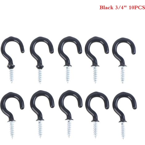 Lot de 10 supports à tasses avec poignée, crochets robustes à visser au plafond, noir, taille M (1/5)