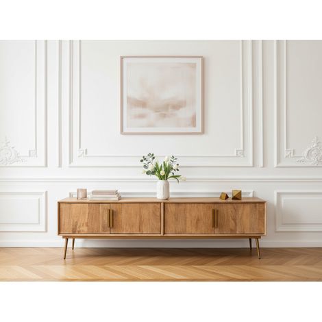 BOBOCHIC - Meuble TV 4 portes 180 cm BRUGES bois massif de manguier (1/5)