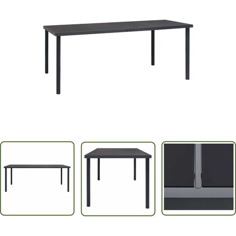 The Living Store Outdoor-Esstisch Anthrazit 190x90x74 cm Stahl - Outdoor Tisch - Esstisch - Gartentisch - Balkontisch - Terrassenmöbel (1/5)