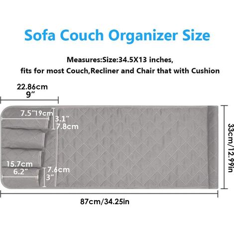 Portatelecomando per divano – Divano sospeso con 5 tasche, organizer per sedia, organizer da scrivania, organizer per divano, organizer tascabile antiscivolo per telecomando TV, telefono, libri, occhi (1/4)