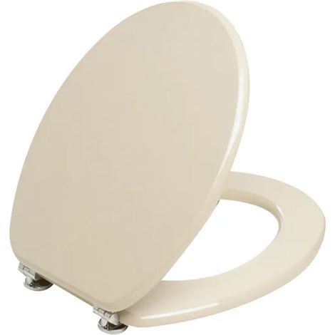 Coprivaso universale legno rivestito con cerniere metallo champagne wc