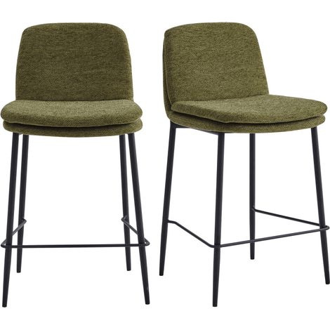 NOLAN-Chaises de bar en tissu Luxury Kaki (x2) (1/5)