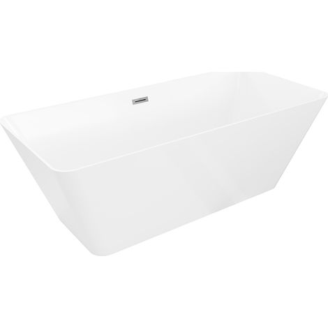Mexen Velo Slim freistehende Badewanne 170 x 75 cm, weiß, Überlauf Gun Metal - 52811707500-95 (1/5)