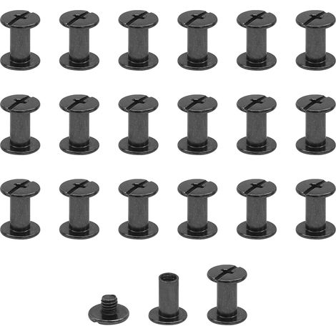 Lot de 20 vis Chicago M5x10mm Vis de reliure Rivet à clous en métal Vis Chicago à tête cruciforme pour ceinture en cuir Bricolage Livre de scrapbooking noir brillant (1/5)