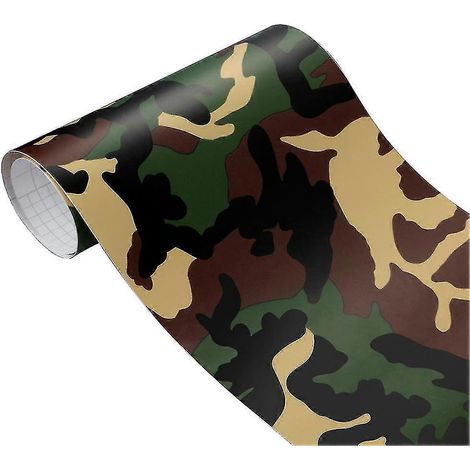 Autocollant en vinyle camouflage métallisé, sans bulles, pour voiture, 100 cm x 30 cm, type 6 jaune militaire - 50 cm x 200 cm, jaune militaire (1/5)