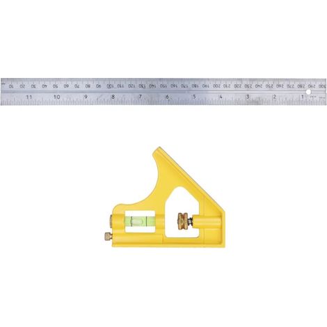 30cm Die-cast Combination Square - 360° Vial - Die-cast Body - 3 Machined Sides - Stronger and Durable - Coated Blade - Anti-corrosion