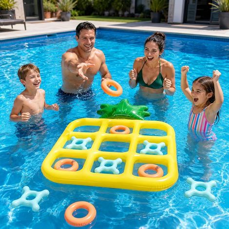 Aufblasbares Tic-Tac-Toe-Set für Pool, Spielspielzeug, Schwimmbecken, Riesen-Schwimm-Tic-Tac-Toe, Pool-Wurfspiel, Ananas, Spielzeug, Strand (1/5)