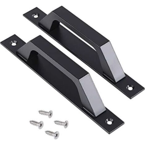 Lot de deux poignées de porte coulissante noires, 175 mm. Poignées pour portes, armoires, tiroirs, placards, meubles de cuisine ou chambres d'enfants.