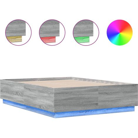 Maison Exclusive - Estructura cama con luces LED madera gris Sono (1/5)