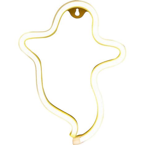 Décoration lumineuse néon fantôme suspendue, enseigne lumineuse LED pour Halloween, idéale pour les fêtes. (1/5)