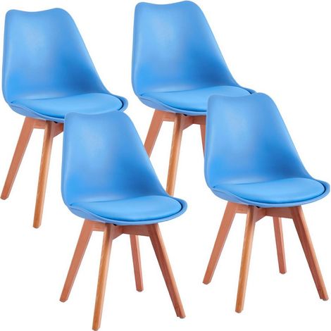 Sedie da soggiorno gambe legno con cuscino azzurro - Candice (1/5)
