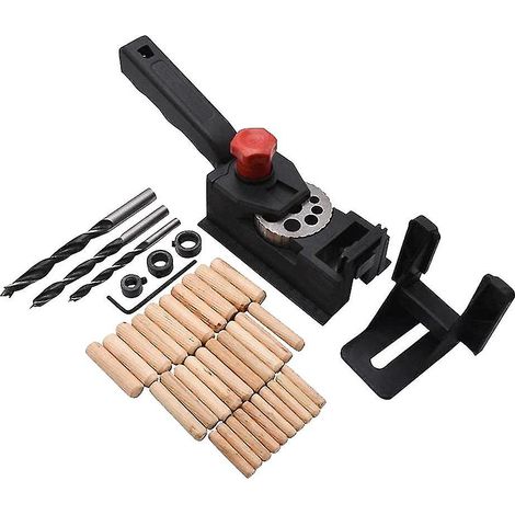 Guide de perçage pour tourillons, kit de gabarit autocentrant réglable pour tourillons en bois de 3 à 12 mm, foret à trous droits (1/5)