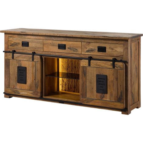 Credenza in legno di Mango / Legno riciclato 180x45x90 Laccato naturale RAILWAY LUX 102