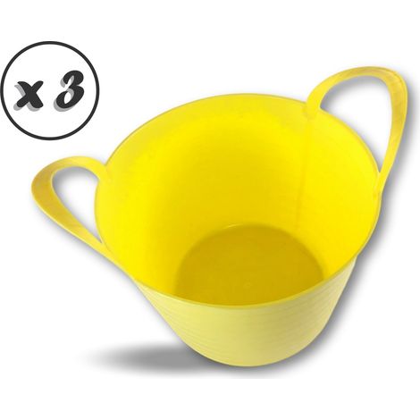 Seau bassine panier souple  Récipient multifonction en polyéthylène plastique flexible résistant - Quantité x 3 - Ø35 - 14 litres