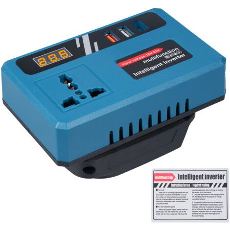 BUNTHAUS Onduleur de Batterie 18V/21V vers AC 220V 150W - Onde Modifiée, avec 2 Ports USB, 1 Port Type-C, Prise 220V, Écran LCD, pour Outils Makita, Camping, Chargeurs de Téléphone (1/5)